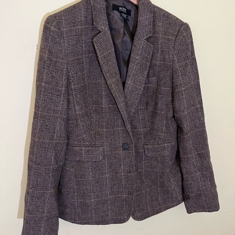 Victoria's Secret Body By Victoria Brown Checkered Blazer Size 12
